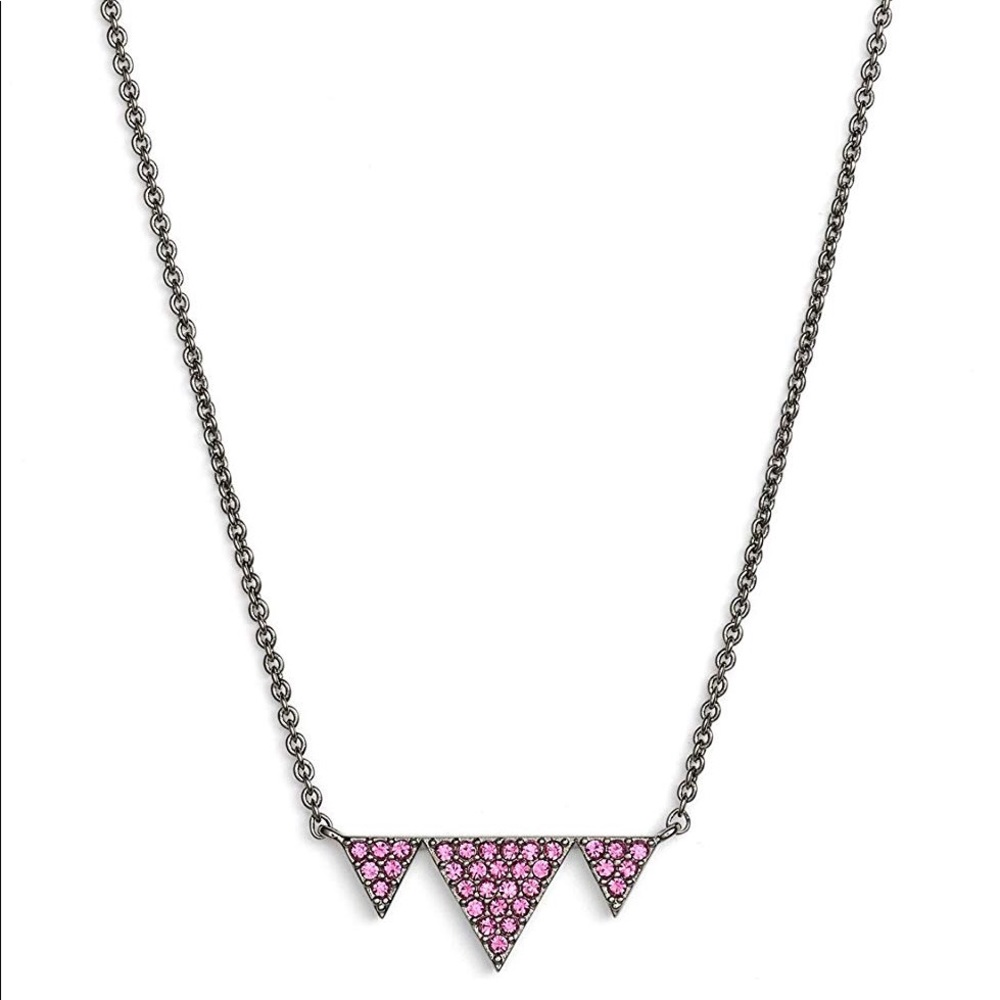 NADRI HEMATITE PLATE PINK CRYSTAL NECKLACE NWOT